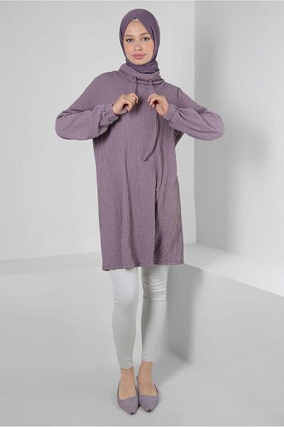 Alvina LAPEL BINDING DETAILED CUFFS ELASTIC TUNIC 43931