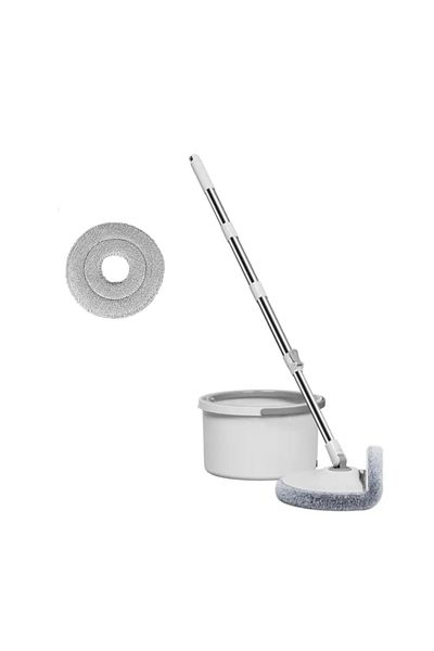 PAA-home PAA-home Round Mop Set with 2-Tub Bucket, Flexible Head, 360° Self-Cleaning with Scraper