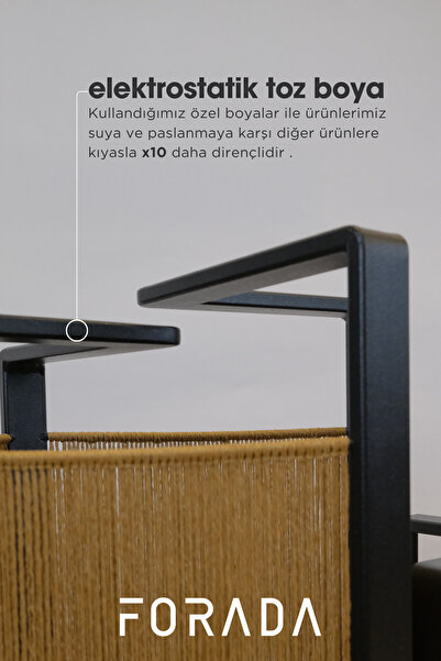 Forada Home & Style Dekoratif Kağıt İp Örgü Metal Yer Lambası