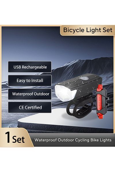 Choice Black Suit Bicycle Light Set Headlight Night Lighting Usb Charging Waterproof Outdoor Cycling Bike L