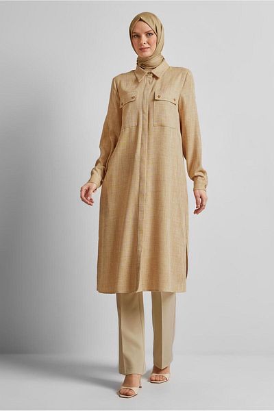Alvina Shirt Collar Long Tunic 45346