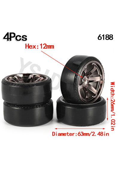 Choice 6188 4PCS 1/10 RC Drift Cars Wheel Hub Hard Pattern Tyre for 1:10 HSP Redcat Wltoys WPL Tamiya Traxx
