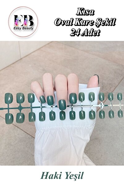 Easy Beauty 24 Adet Renkli Kısa Takma Tırnak Oval-kare 3 Alana Yapıştırıcı 6 ...