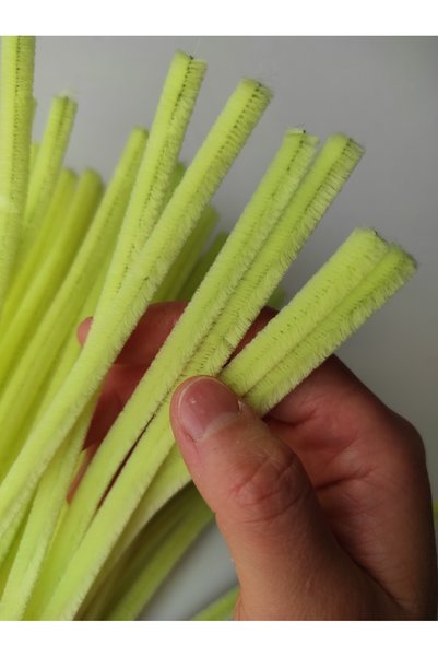hyc heryerçiçeklenir 100 Pieces Light Yellow Chenille, Feathered Wire Suitable for Flower Making, 30 cm 6 mm