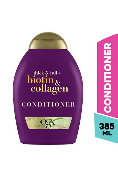 OGX Thick & Full + Biotin & Collagen Conditioner 385ml | Boosts Volume, Strengthens & Adds Shine