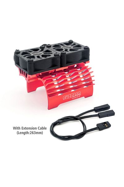 SURPASS HOBBY 40-42mm Red Rocket Metal Motor Cooling Fan 40mm Double Cool Fans Heat Sink For 1/5 1/8