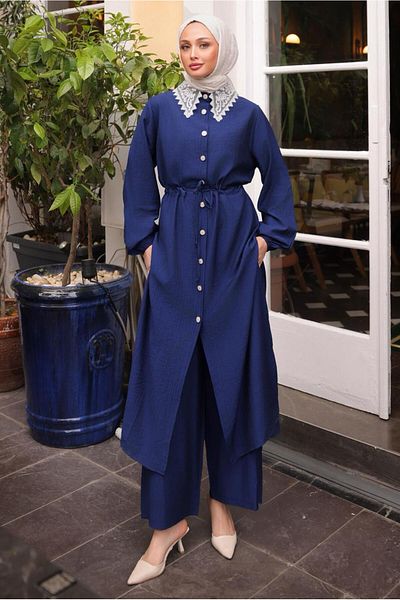TRENDTESETTÜR Women's Navy Blue t 9984 Nss Trouser Suit