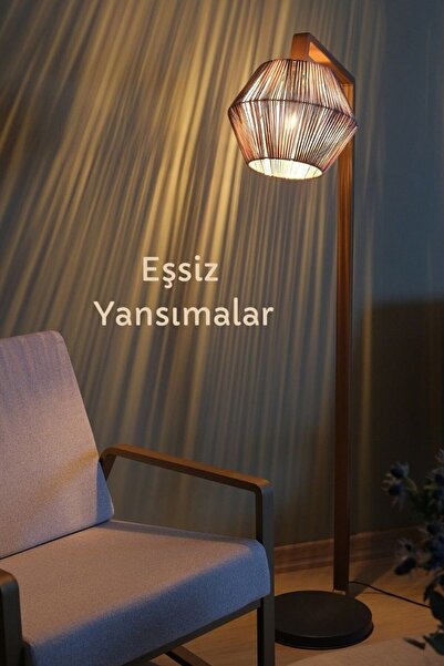 Forada Home & Style Dekoratif İpli Metal Ayaklı Lambader