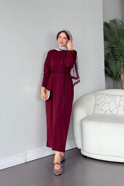 Şulemoda Giyim Φόρεμα Zambak Mercerized Βουργουνδίας