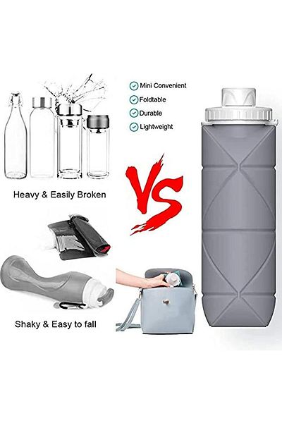 Generic TERRIFI Foldable Sports Water Bottles, Collapsible Leakproof Valve, BPA Free Silicone Water Bottle