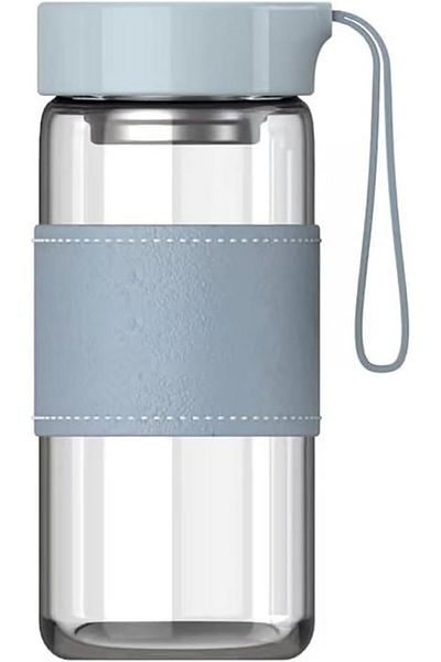 Generic Tazweeq Glass Water Bottle, 16oz Drinking Bottle with Non-Slip Holster, Stainless Tea Infuser and L