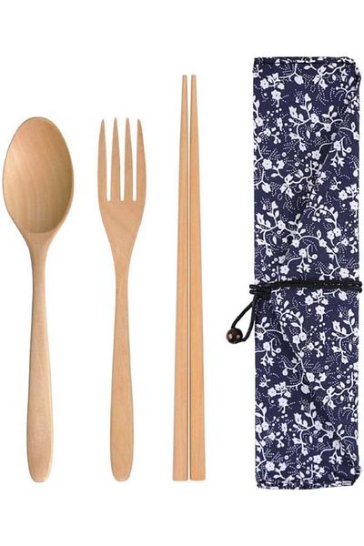 Generic SOWUGI Natural Wooden Spoon Chopsticks Fork Sets Dinnerware Combinations Chopsticks and Spoons Fork