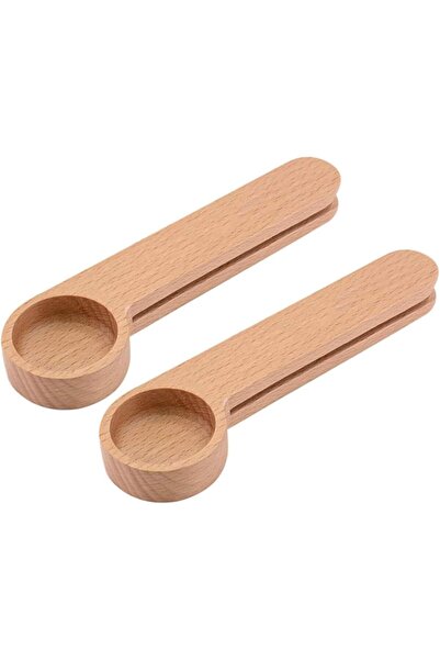 Arabest 2 Pack Wooden Coffee Scoop with Bag Clip 2 in 1 Measuring Sealer