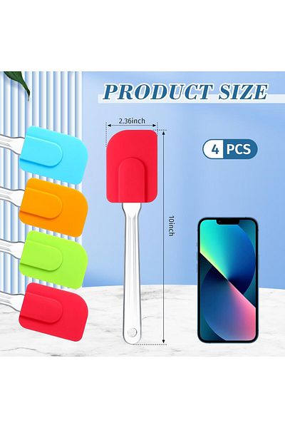 Generic 4-Piece Classic Silicone Spatula Set (10 Inch) – Heat-Resistant Rubber Spatulas for Cooking, Baking