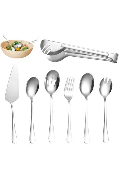 Generic Stainless Steel Serving Utensils,7PCS Catering Serving Utensils Set w...