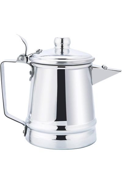 Generic Al Sanidi Aluminium Milk Dallah Pot Indian Coffee Dallah, Silver, 16 cm