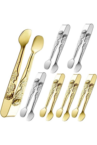 Arabest 6 قطع من ملاقط التقديم الصغيرة، ملاقط ثلج صغيرة من الفولاذ المقاوم لل...