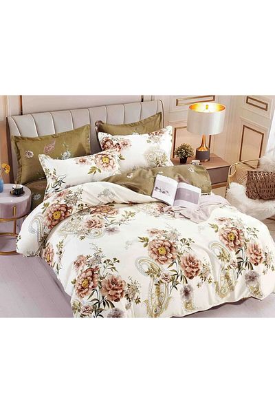 JOJO Elegant 6-Piece Linen Set with Fine Cotton Elastic, Bed Sheet 180x200cm, 2-Person Bed