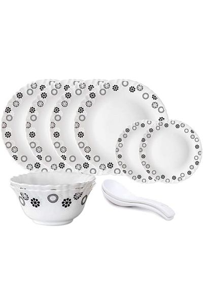 Generic British Chef 10-Piece Opalware Dinner Set - Microwave & Dishwasher Safe - White, Floral Pattern - I