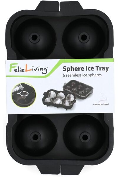 Generic Felli Durable BPA-Free Plastic Seamless Sphere Ice Tray Black