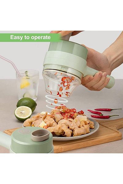 Saharaz 4 in 1 Portable Electric Vegetable Cutter Set,Wireless Food Processor,for Garlic Pepper Chili Onion