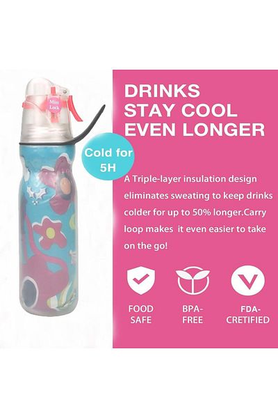 Generic Aputue Spray Water Bottle Kids, 590ml Safe and Non-toxic Spray Cooling Bottle, Kids Cool Misting Wa