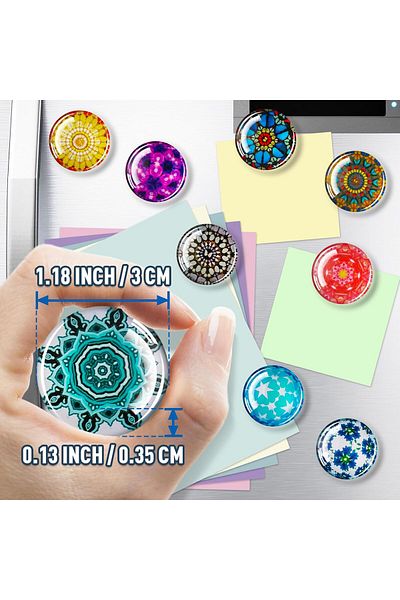 Generic SWIUKPHE Glass Fridge Magnets 12 Pcs, Cute Fridge Magnet Sticker, Strong Refrigerator Magnets Heavy