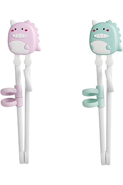Yelejoy 2-Pair Kids Training Chopsticks, Dinosaur Design Learning Practice Se...