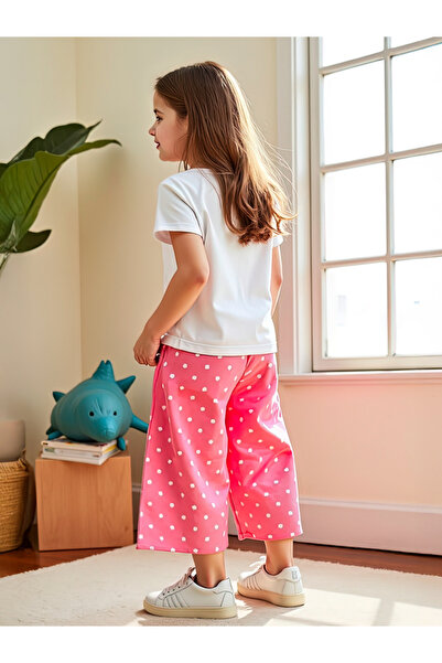 Take Two By Styli Kids 2pcs Pink Polka Dot T-Shirt and Wide Leg Pants