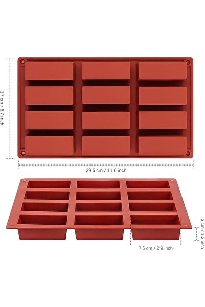 Generic JOERSH 2-Pack 12-Cavity Silicone Granola Bar Molds (Rectangular)