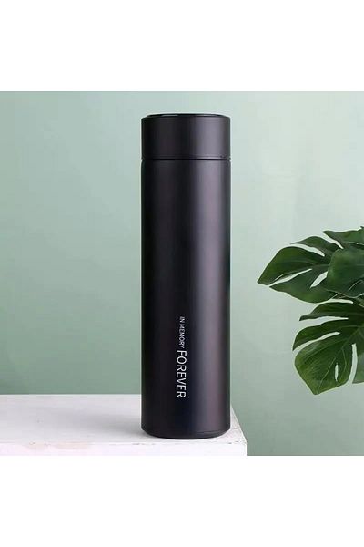 Generic Smart Temperature Display Water Bottle, 500ml, Stainless Steel, Black (black)