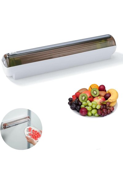 Generic Magnetic Plastic Cling Food Wrap Dispenser with Slide Cutter - Wall M...