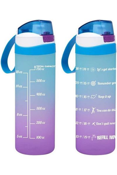 Generic Herevin 750ml Two-Tone Decorated Leakproof Motivational Water Bottle - High-Quality and Portable Sp