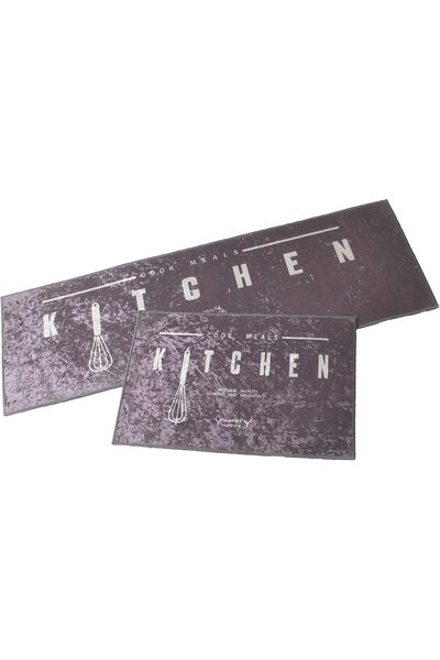 Generic Home Concept Non-Slip Kitchen Rug Brown 122 x 40 cm + 60 cm (2-piece) Polyester