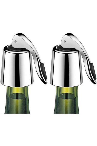 Generic ALMEKAQUZ Wine Stoppers Set of 2 - Stainless Steel Wine Bottle Stopper with Silicone Seal, Reusable