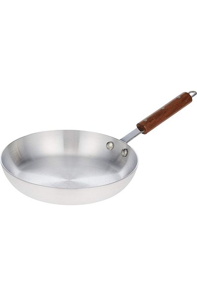 Generic Raj Aluminium Fry Pan Frying Pan with Wooden Handle, 23cm, RAFP12, Suitable for Dosa, Crepe, Pancak