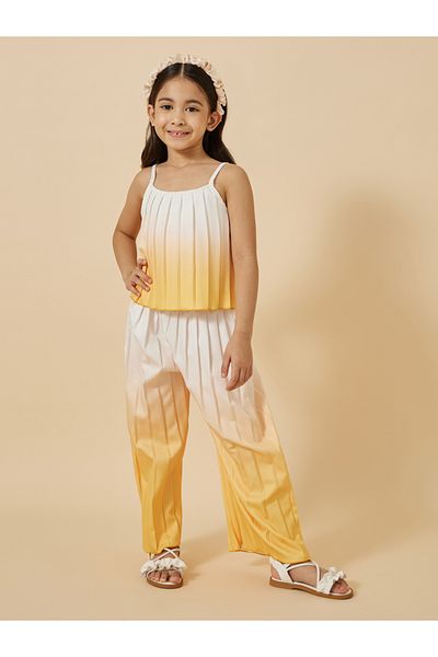 Styli Ombre Print Pleated Top and Wide Leg Trousers