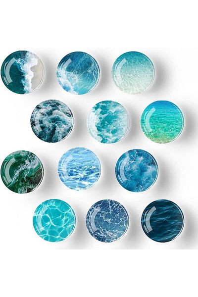 Generic Tazweeq 12 PCS Glass Refrigerator Magnets Sticker, Strong Ocean Magnets Decoration for Refrigerator