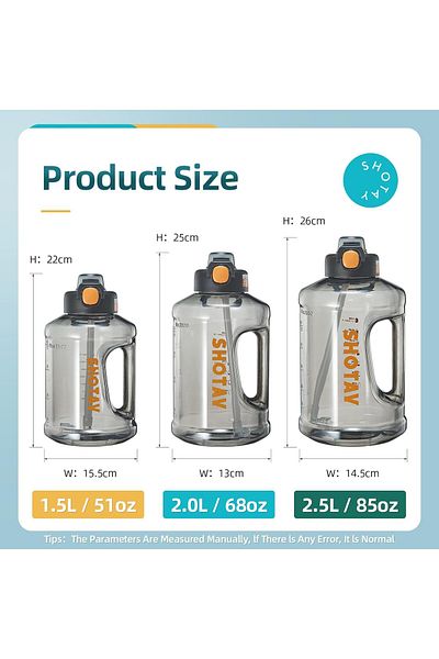 Generic SHOTAY 2.5L Sports Water Bottles Half Gallon Motivational with Time Marker Removable Straw, BPA Fre