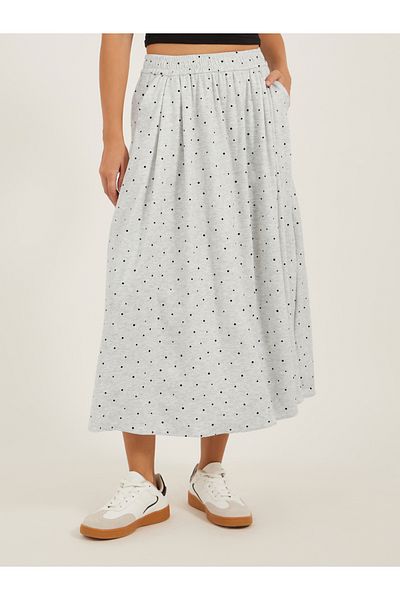 Styli Midi Flared Polka Dot Skirt