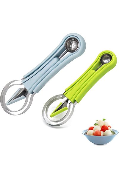 Generic Melon Baller Scoop Set, 4 In 1 Stainless Steel Fruit Carving Tools Knife Kit Fruit Scooper Watermel