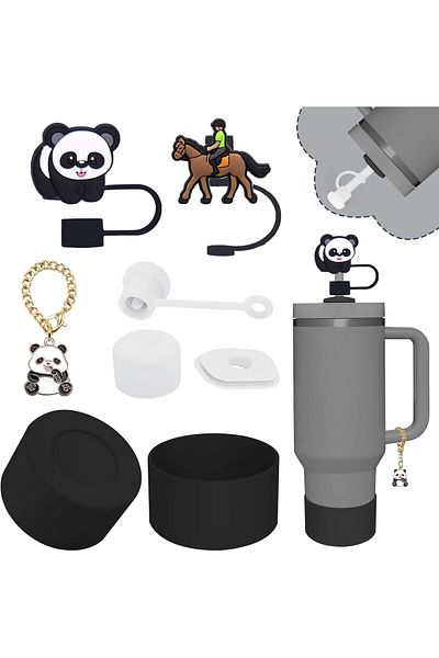 Generic Hepiide Accessories Set for Stanley Cup,Including 2 Pcs 0.4in Straw Cover, 1 Silicone Spill-Proof S