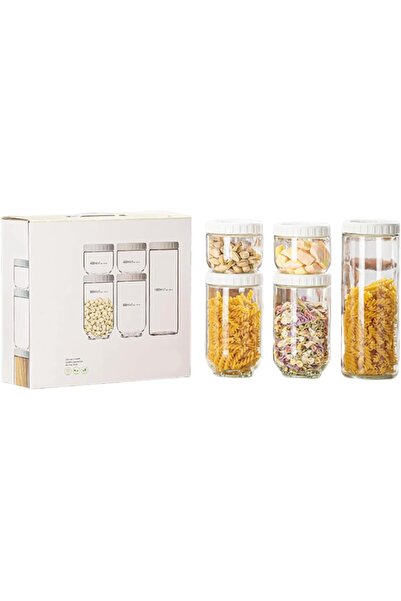 Arabest Glass Kitchen Jars,5PCS with Lid Food Storage Containers, Kitchen Sup...