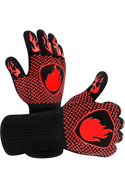 urevo BBQ Gloves, Fire Resistant Oven Mitts with Long Cuffs, Heat Resistant u...
