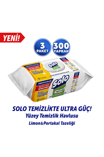Solo Temizlikte Ultra Güç Limon&Portakal Tazeliği Yüzey Temizlik Havlusu 3'Lü 300 Yaprak