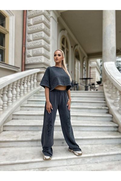 voilaromania Crop Top Tracksuit Set