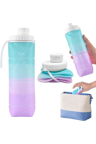 Generic UOEPOWA Collapsible Water Bottles, Reusable LeakProof Silicone Foldable Water Bottle BPA Free, Spor