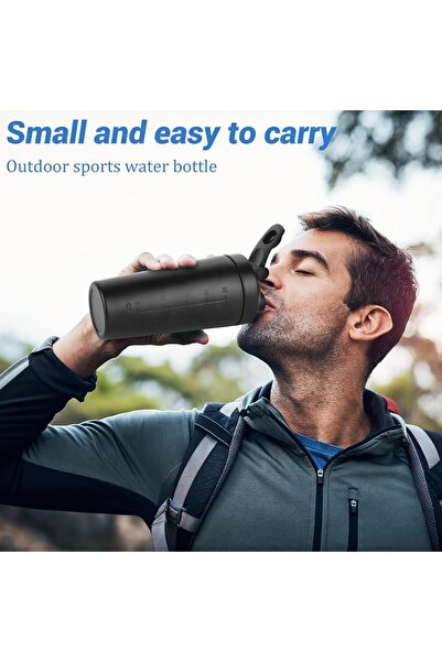 JOYZZZ 750ml BPA-Free Stainless Steel Protein Shaker Bottle (Black)