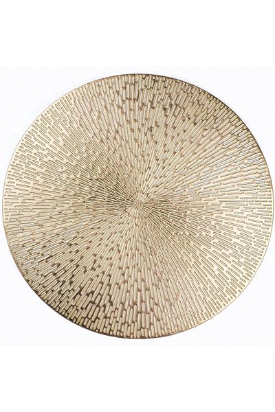 Generic Azonee Gold Round Placemats Set of 4 Pressed Vinyl Dining Table Mats, Hollow Washable Easy Clean Wi