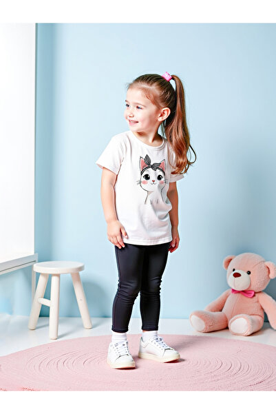Take Two By Styli Kids 2pcs Graphic Print Short Sleeve T-Shirt and Solid Leggings